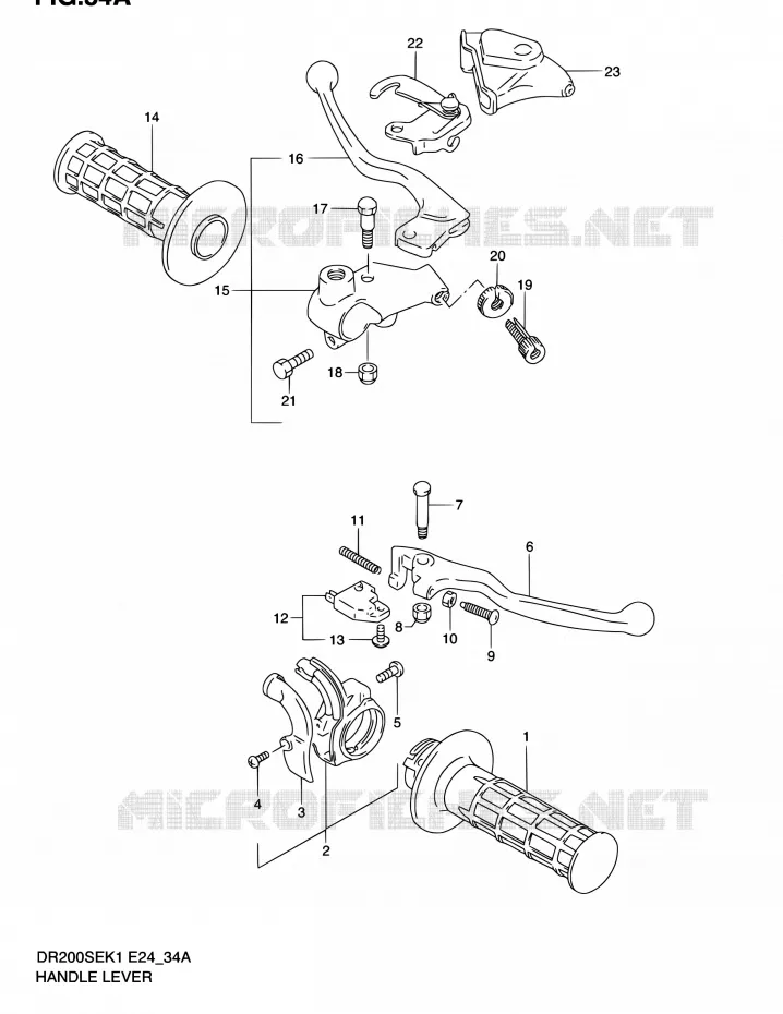 HANDLE GLIP - LEVER (MODELE K2/K3/K4/K5 E24) Suzuki MOTO 200 DR 2004  DR200SE K4 (E06,E24)
