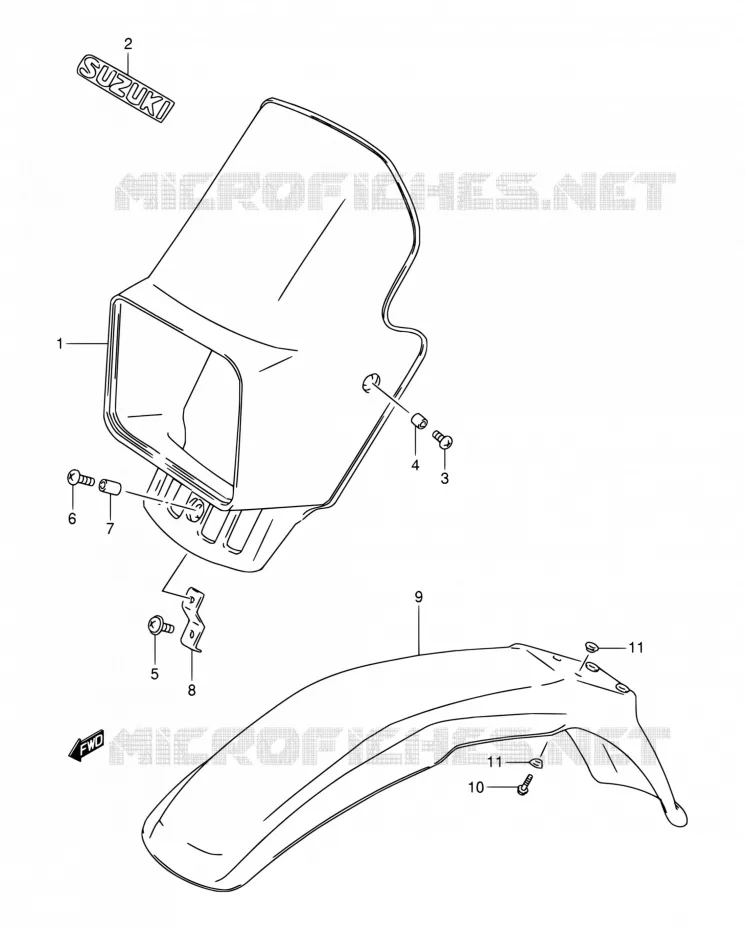 HEADLIGHT COVER (MODEL K1,MODEL K2 P09) Suzuki MOTO 200 DR 2004  DR200SE K4 (E06,E24)