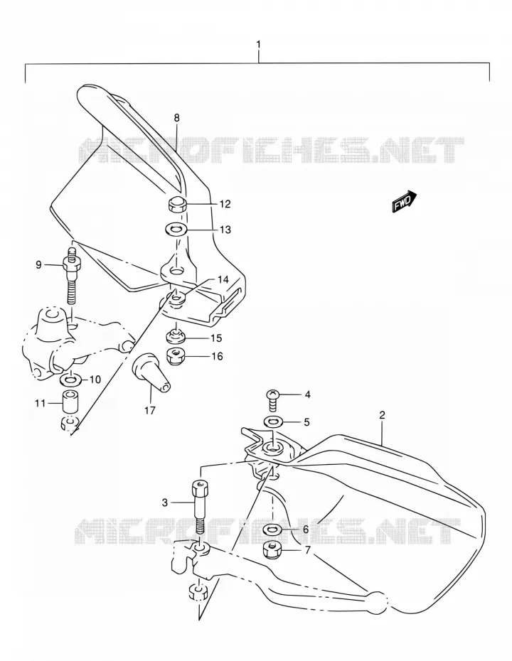 KNUCKLE COVERS (MODEL K1 E24/MODEL K2 P09 OPT) Suzuki MOTO 200 DR 2004  DR200SE K4 (E06,E24)
