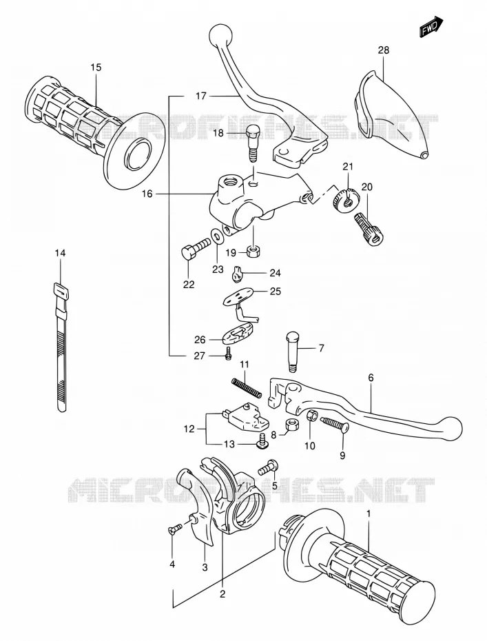 HANDGRIPS - LEVERS  Suzuki MOTO 200 DR 2005  DR200SE K5 (E03,E28,E33)
