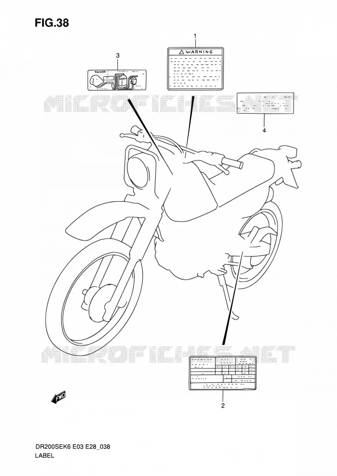 LABEL Suzuki MOTO 200 DR 2007  DR200SE K7 (E03,E28,E33)