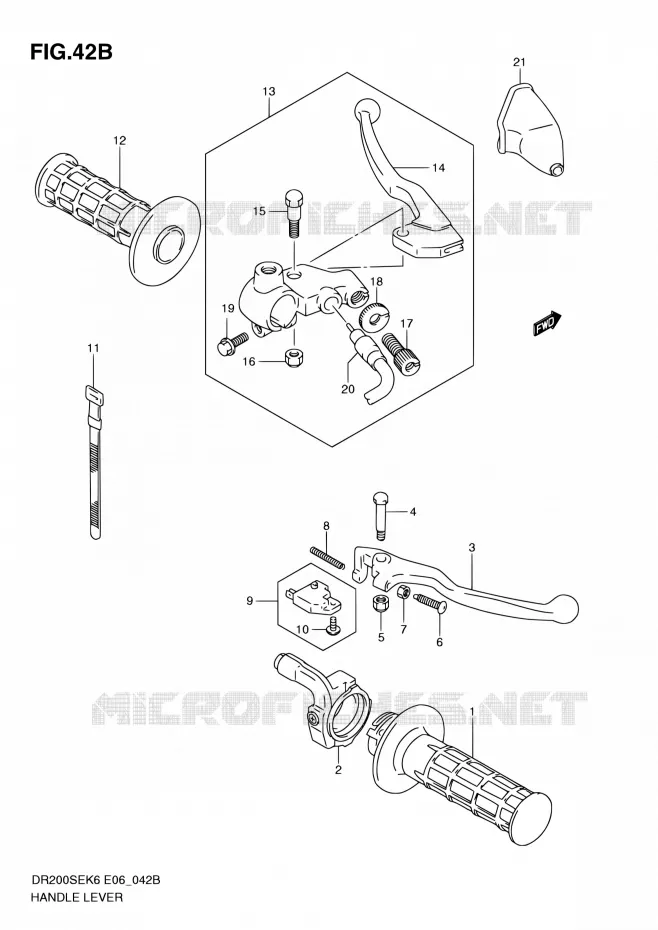 GRIPS & LEVERS (MODEL L0 E06) Suzuki MOTO 200 DR 2007  DR200SE K7 (E06,E24)