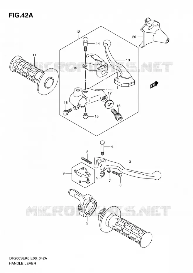 GRIPS & LEVERS (MODEL L0 E24) Suzuki MOTO 200 DR 2007  DR200SE K7 (E06,E24)
