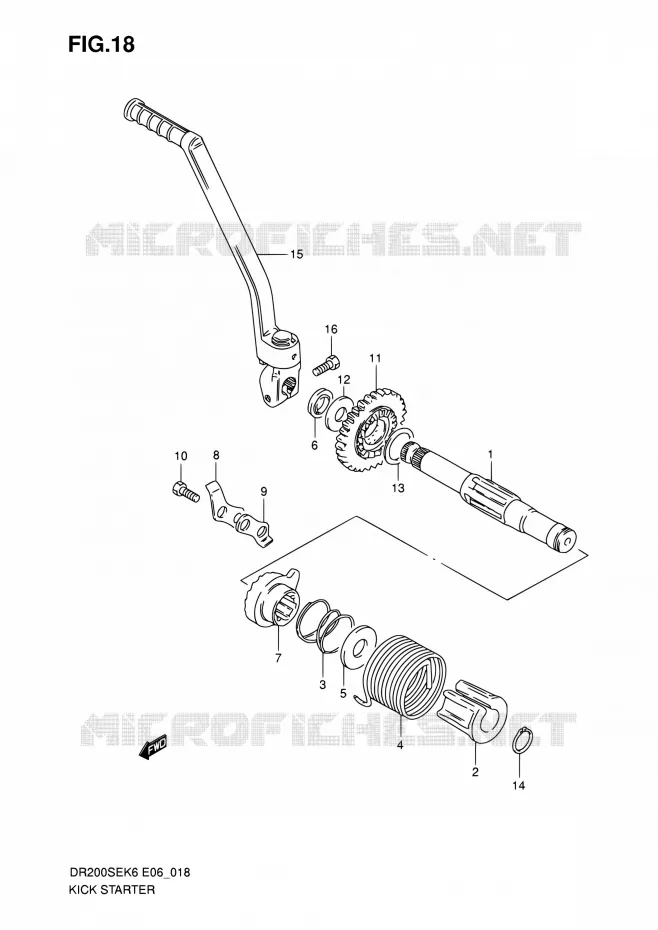KICK STARTER Suzuki MOTO 200 DR 2007  DR200SE K7 (E06,E24)