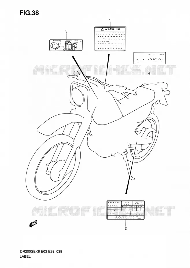 LABEL Suzuki MOTO 200 DR 2008  DR200SE K8 (E03,E28,E33)