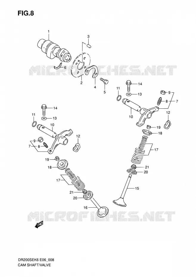 CAMSHAFT - VALVES Suzuki MOTO 200 DR 2009  DR200SE K9 (E06,E24)