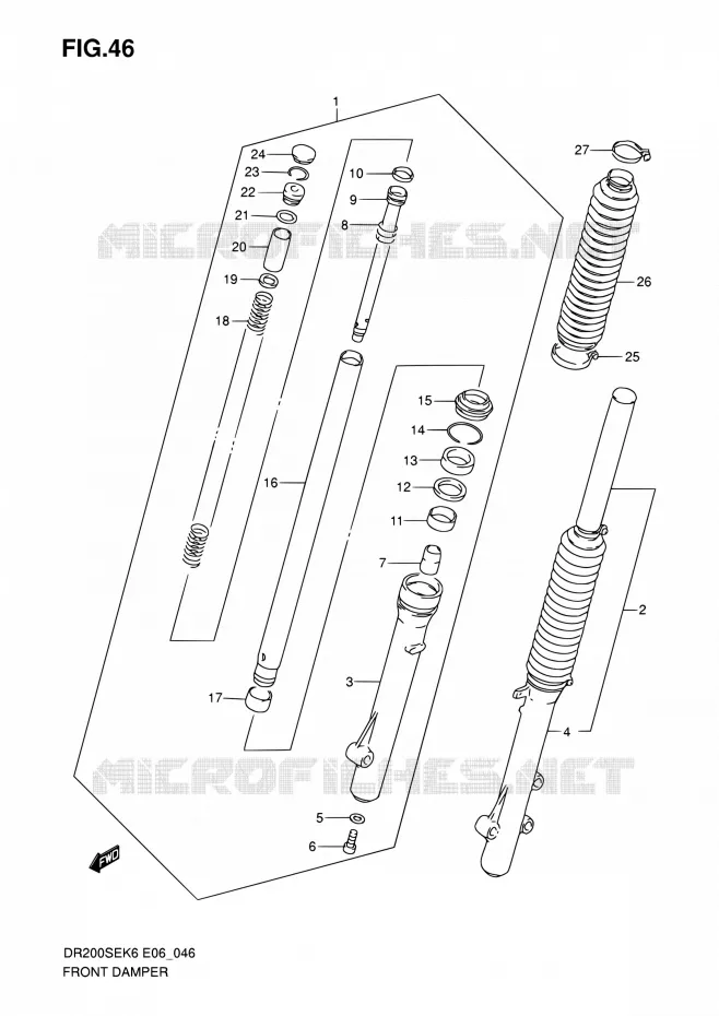 FRONT FORK Suzuki MOTO 200 DR 2009  DR200SE K9 (E06,E24)