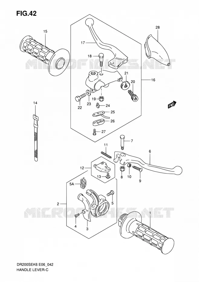GRIPS & LEVERS (MODEL K6/K7/K8/K9 E24) Suzuki MOTO 200 DR 2009  DR200SE K9 (E06,E24)