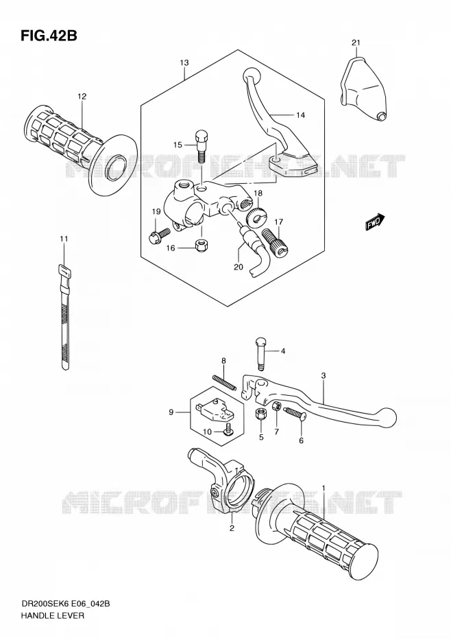 GRIPS & LEVERS (MODEL L0 E06) Suzuki MOTO 200 DR 2009  DR200SE K9 (E06,E24)