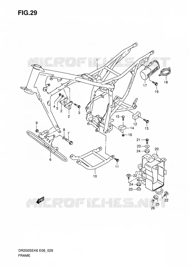 FRAME Suzuki MOTO 200 DR 2010  DR200SE L0 (E06,E24)