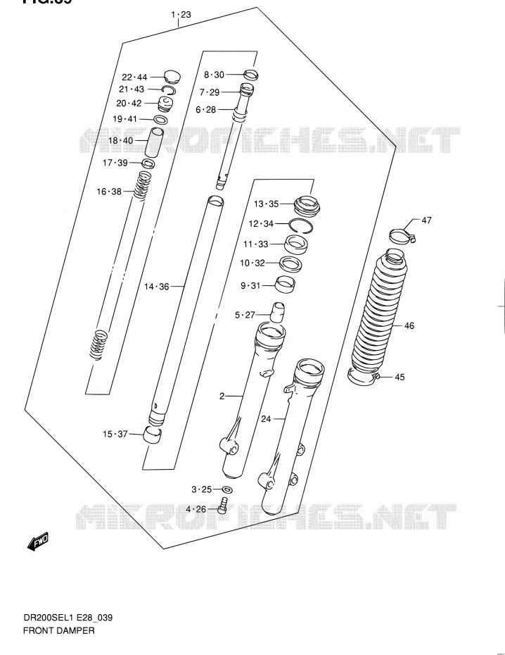 FRONT FORK Suzuki MOTO 200 DR 2011  DR200SE L1 (E03,E28,E33)