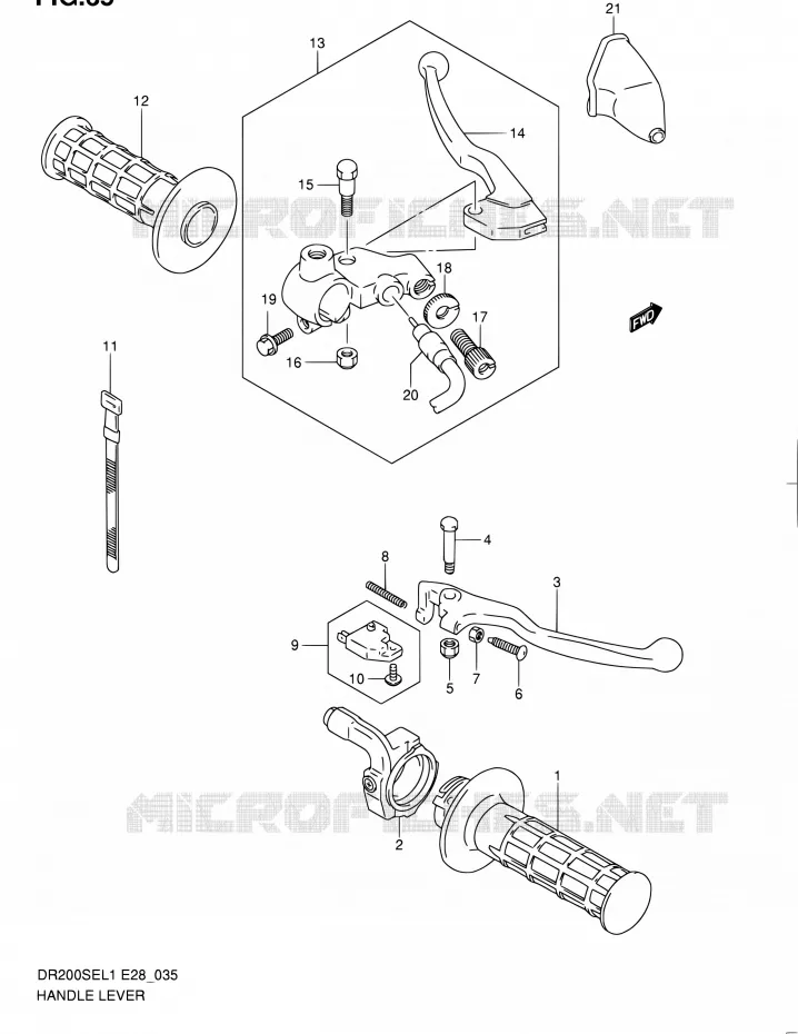 HANDGRIPS - LEVERS  Suzuki MOTO 200 DR 2011  DR200SE L1 (E03,E28,E33)