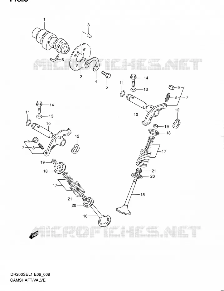 CAMSHAFT - VALVES Suzuki MOTO 200 DR 2011  DR200SE L1 (E06,E24)