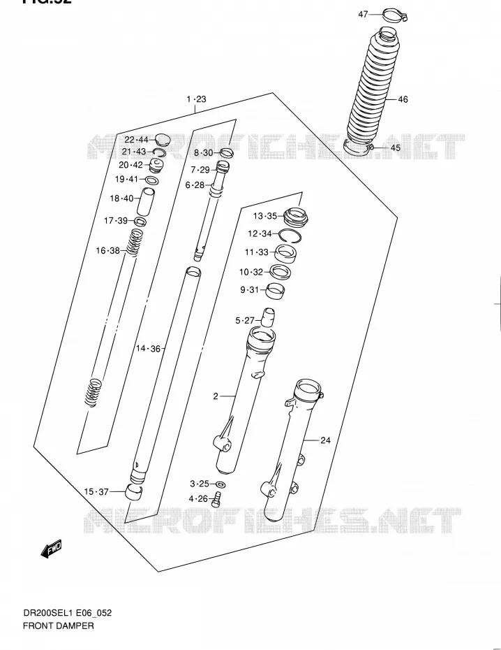 FRONT FORK Suzuki MOTO 200 DR 2011  DR200SE L1 (E06,E24)