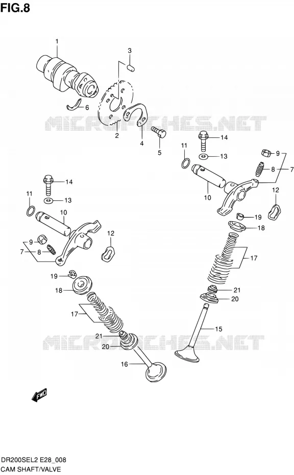 CAMSHAFT - VALVES Suzuki MOTO 200 DR 2012  DR200SE L2 (E03,E28,E33)