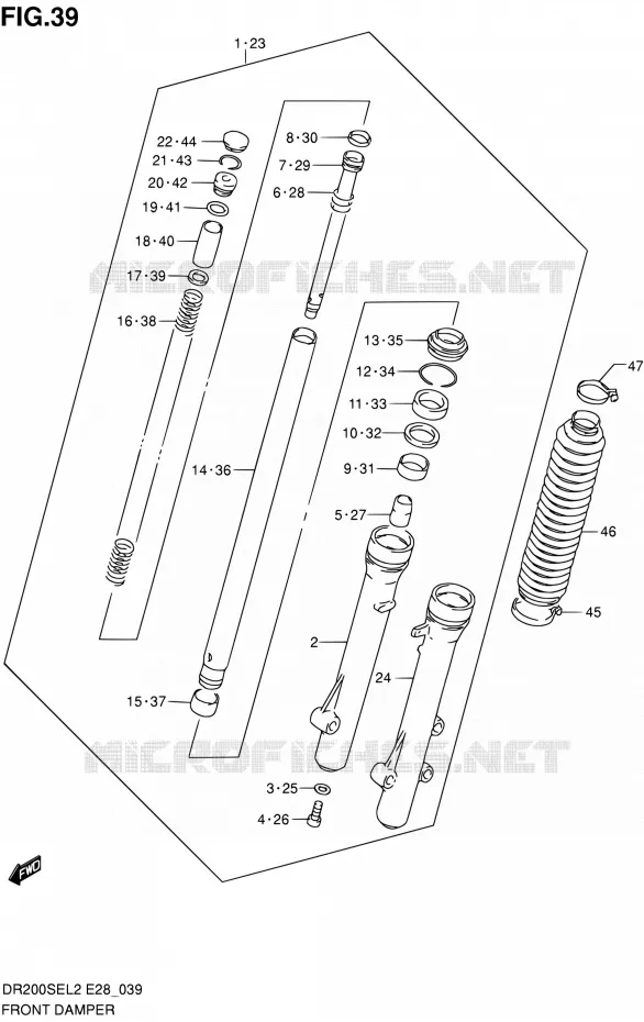 FRONT FORK Suzuki MOTO 200 DR 2012  DR200SE L2 (E03,E28,E33)