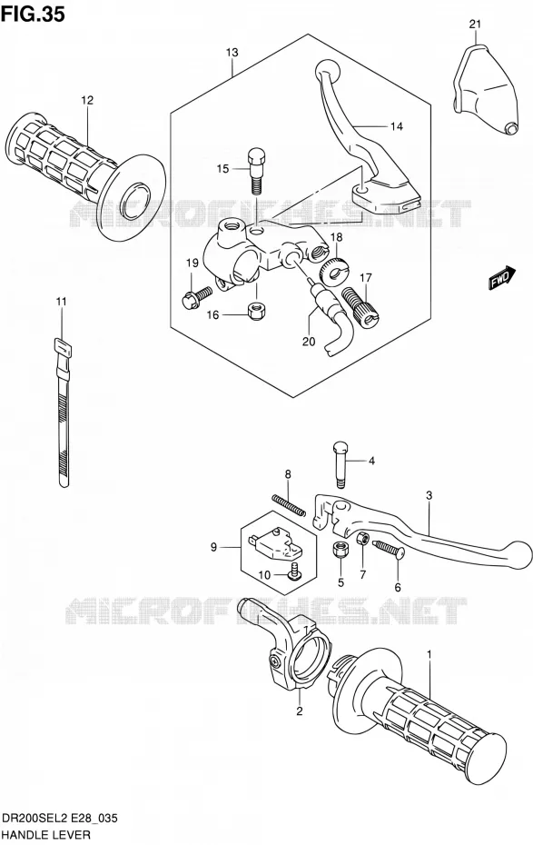 HANDGRIPS - LEVERS  Suzuki MOTO 200 DR 2012  DR200SE L2 (E03,E28,E33)