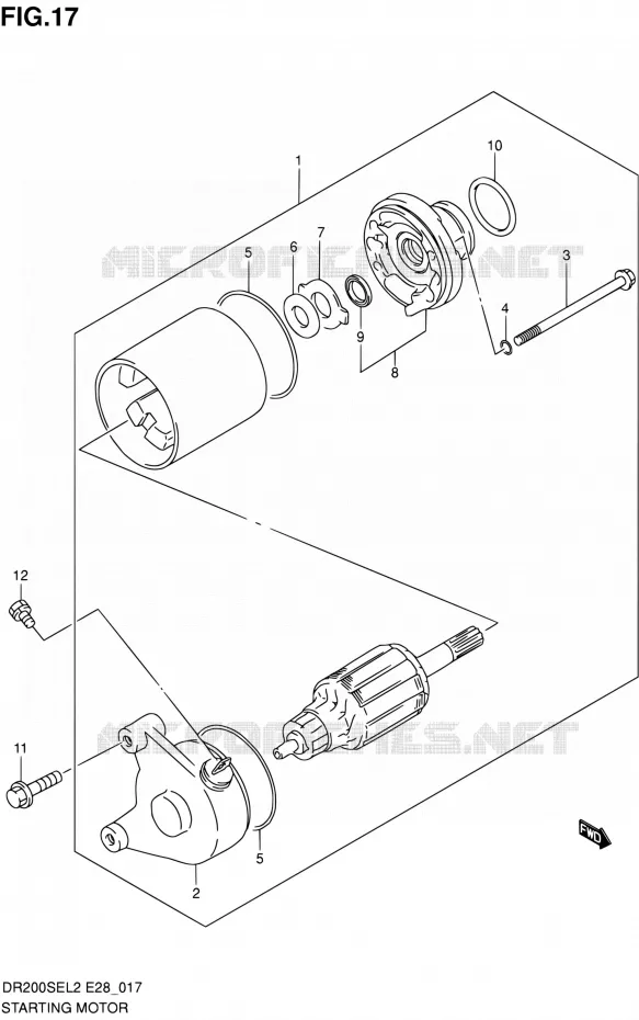 STARTER MOTOR Suzuki MOTO 200 DR 2012  DR200SE L2 (E03,E28,E33)