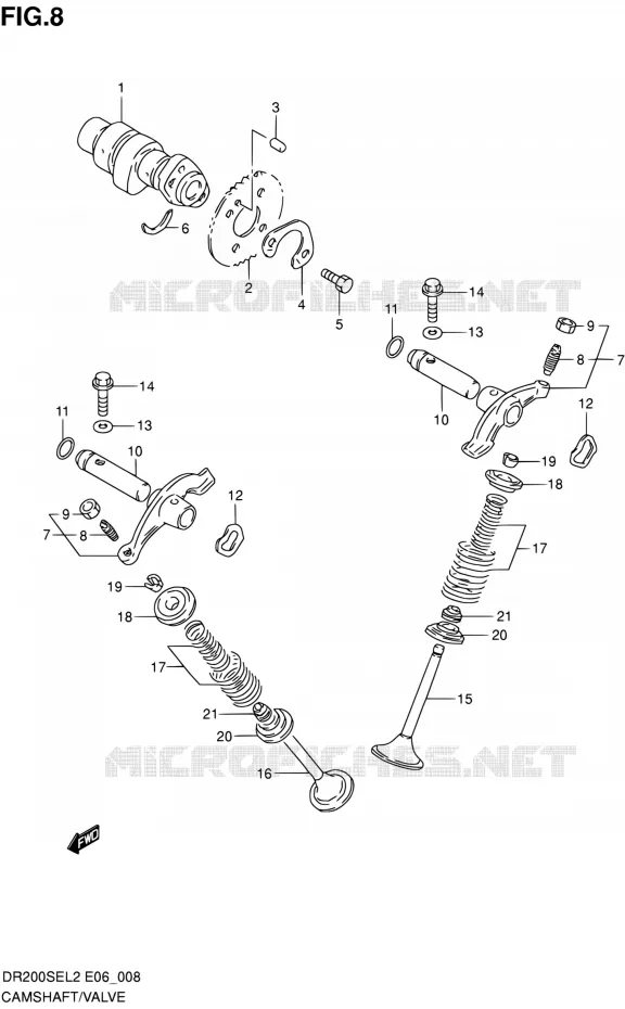 CAMSHAFT - VALVES Suzuki MOTO 200 DR 2012  DR200SEL2(E24)