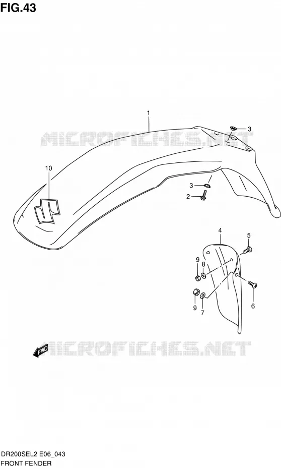 FRONT FENDER Suzuki MOTO 200 DR 2012  DR200SEL2(E24)