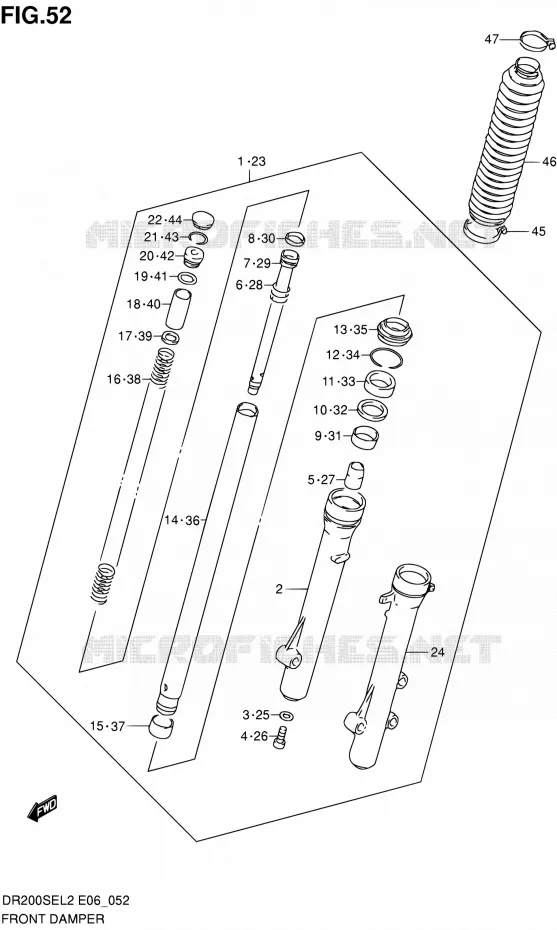 FRONT FORK Suzuki MOTO 200 DR 2012  DR200SEL2(E24)