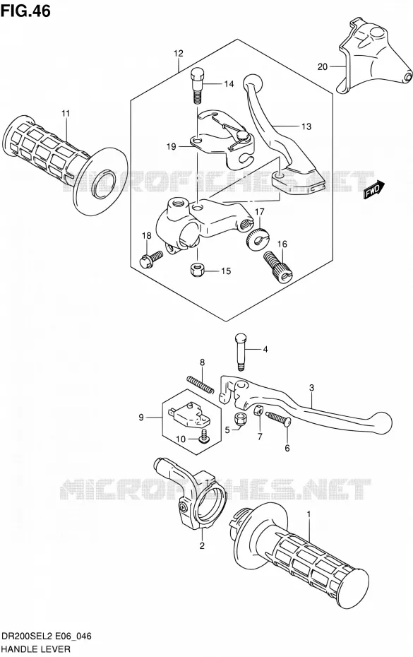 GRIPS & LEVERS (DR200SEL2 E24) Suzuki MOTO 200 DR 2012  DR200SEL2(E24)