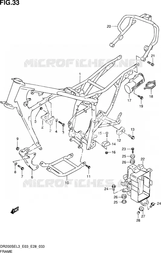 FRAME Suzuki MOTO 200 DR 2013  DR200SE L3 (E03,E28,E33)