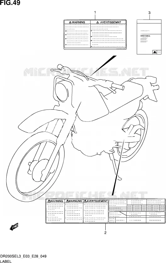 LABEL (DR200SEL3 E28) Suzuki MOTO 200 DR 2013  DR200SE L3 (E03,E28,E33)