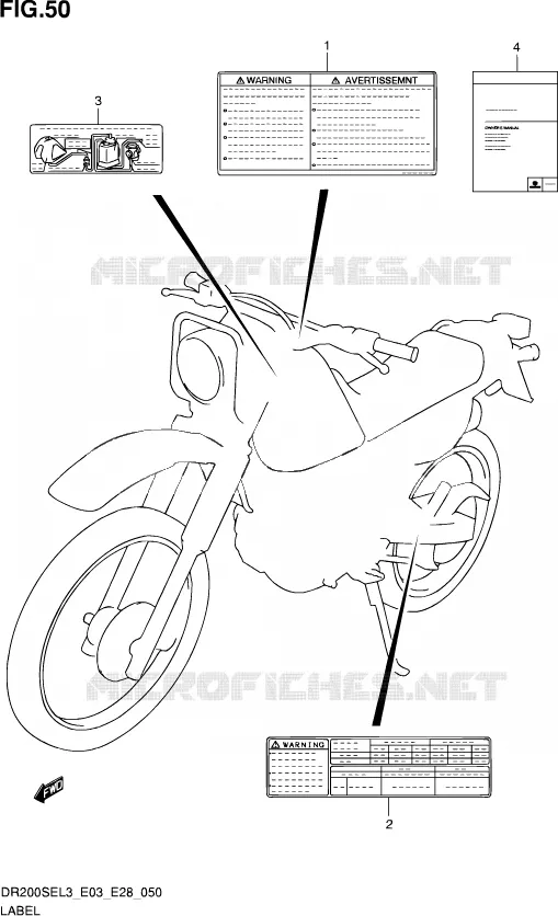 LABEL (DR200SEL3 E33) Suzuki MOTO 200 DR 2013  DR200SE L3 (E03,E28,E33)