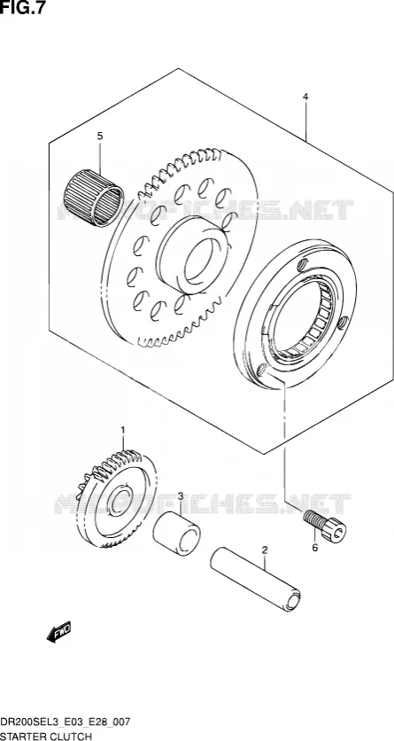STARTER MOTOR CLUTCH Suzuki MOTO 200 DR 2013  DR200SE L3 (E03,E28,E33)