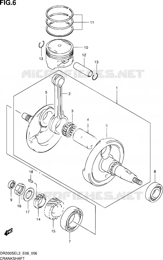 CRANKSHAFT Suzuki MOTO 200 DR 2013  DR200SE L3 (E24)