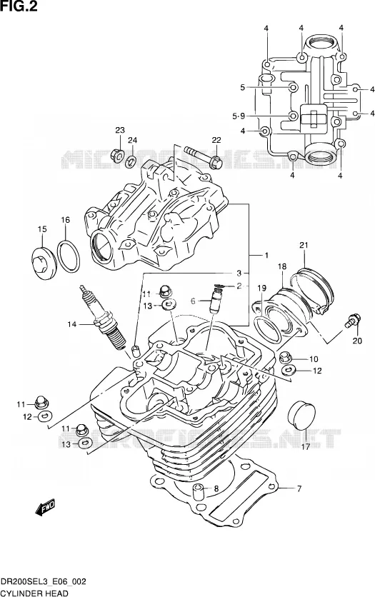 CYLINDER HEAD Suzuki MOTO 200 DR 2013  DR200SE L3 (E24)
