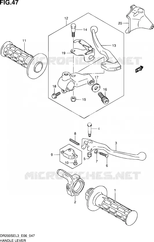 GRIPS & LEVERS (DR200SEL3 E24) Suzuki MOTO 200 DR 2013  DR200SE L3 (E24)