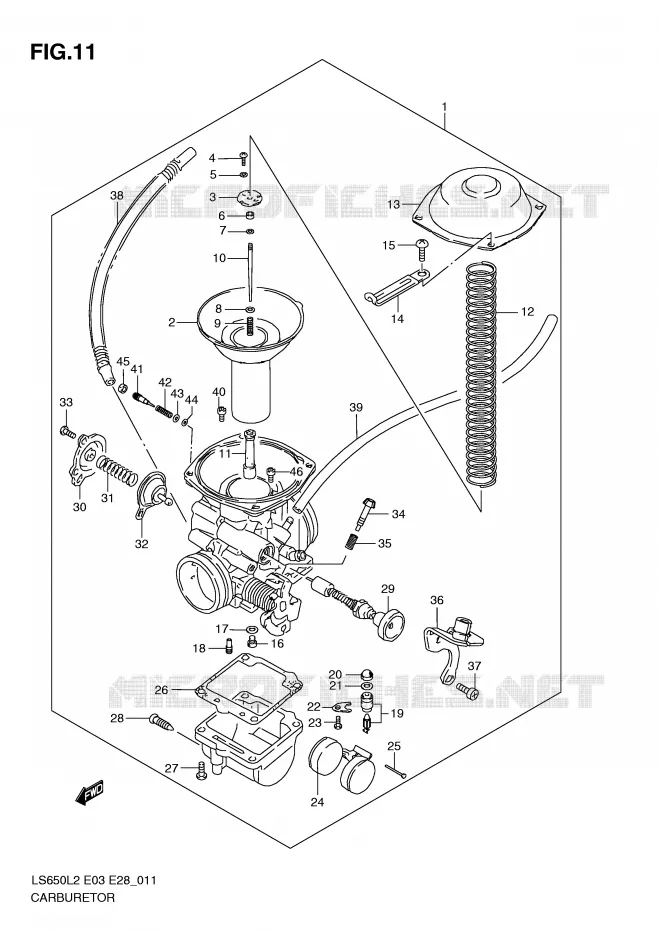 CARBURETOR (LS650L2 E03) Suzuki MOTO 650 BOULEVARD 2012  LS650L2(E03)