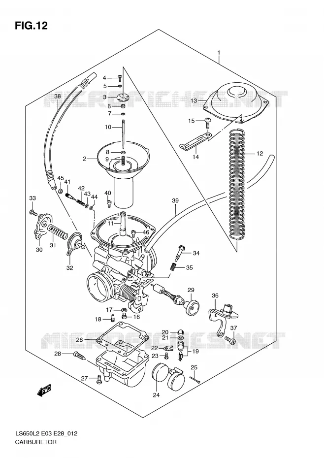 CARBURETOR (LS650L2 E28) Suzuki MOTO 650 BOULEVARD 2012  LS650L2(E03)