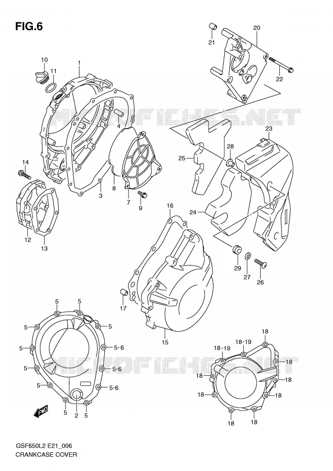 CRANKCASE COVER Suzuki MOTO 650 BANDIT 2014  GSF650SAL2(E21)
