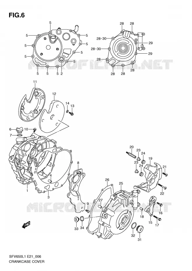 CRANKCASE COVER Suzuki MOTO 650 GLADIUS 2011  SFV650UAL1(E21)