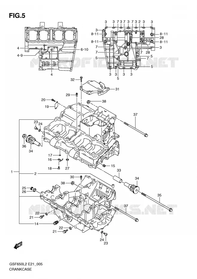 CRANKCASE Suzuki MOTO 650 BANDIT 2015  GSF650SAL2(E21)
