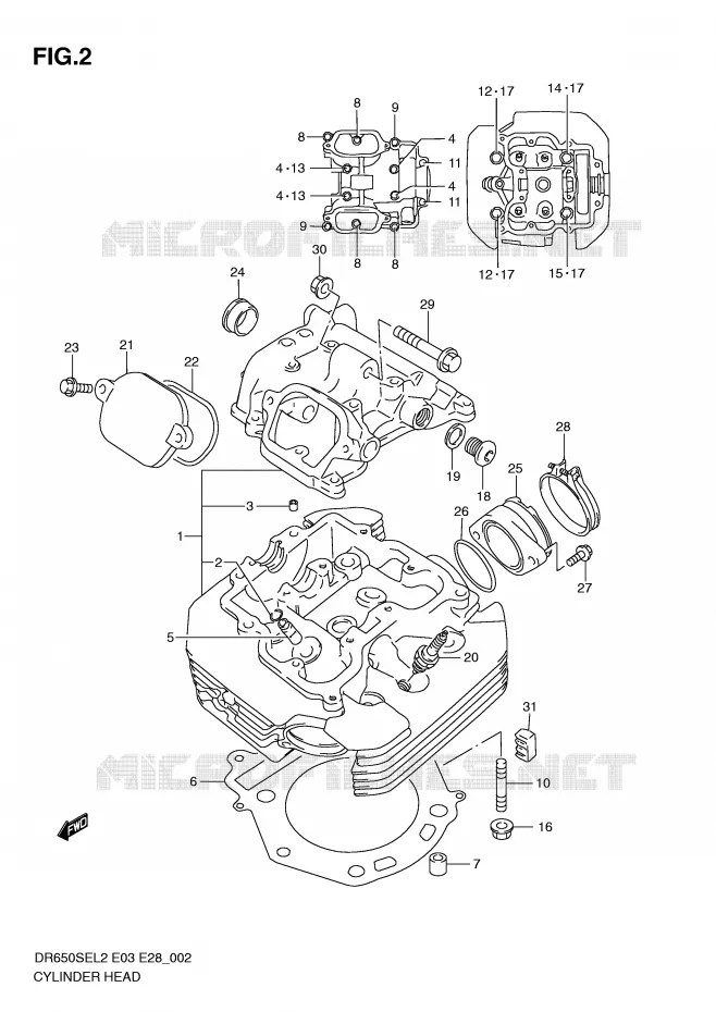 CYLINDER HEAD Suzuki MOTO 650 DR 2012  DR650SEL2(E03)