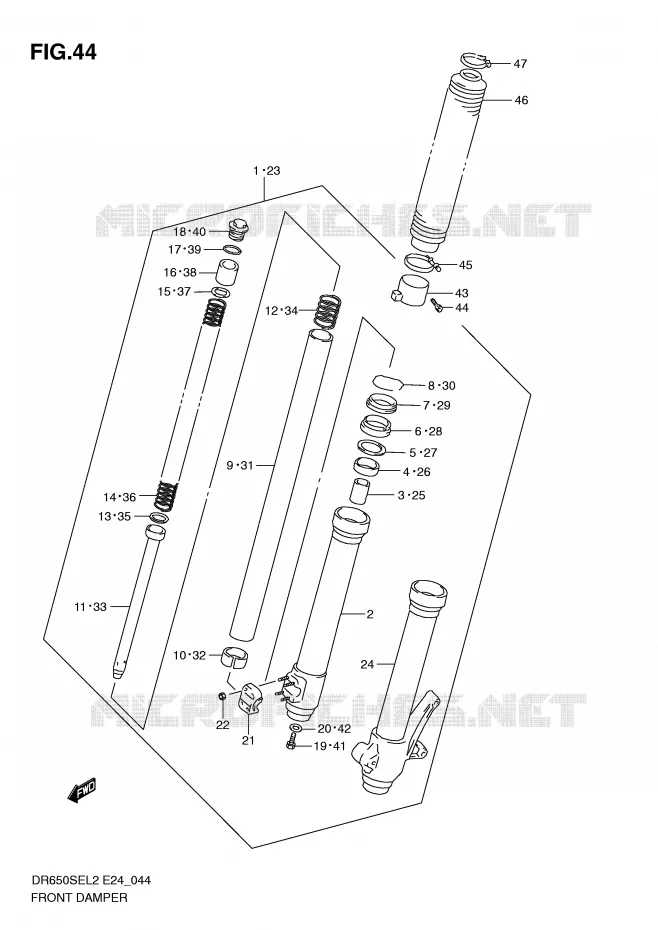 FRONT FORK Suzuki MOTO 650 DR 2012  DR650SEL2(E24)