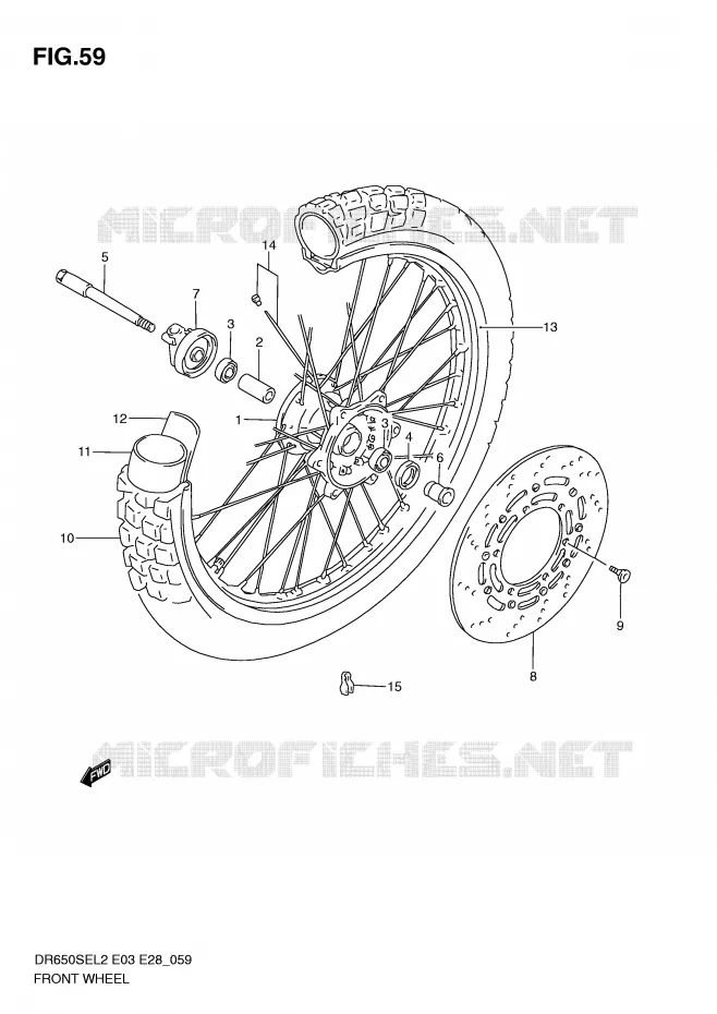 FRONT WHEEL Suzuki MOTO 650 DR 2012  DR650SEL2(E03)