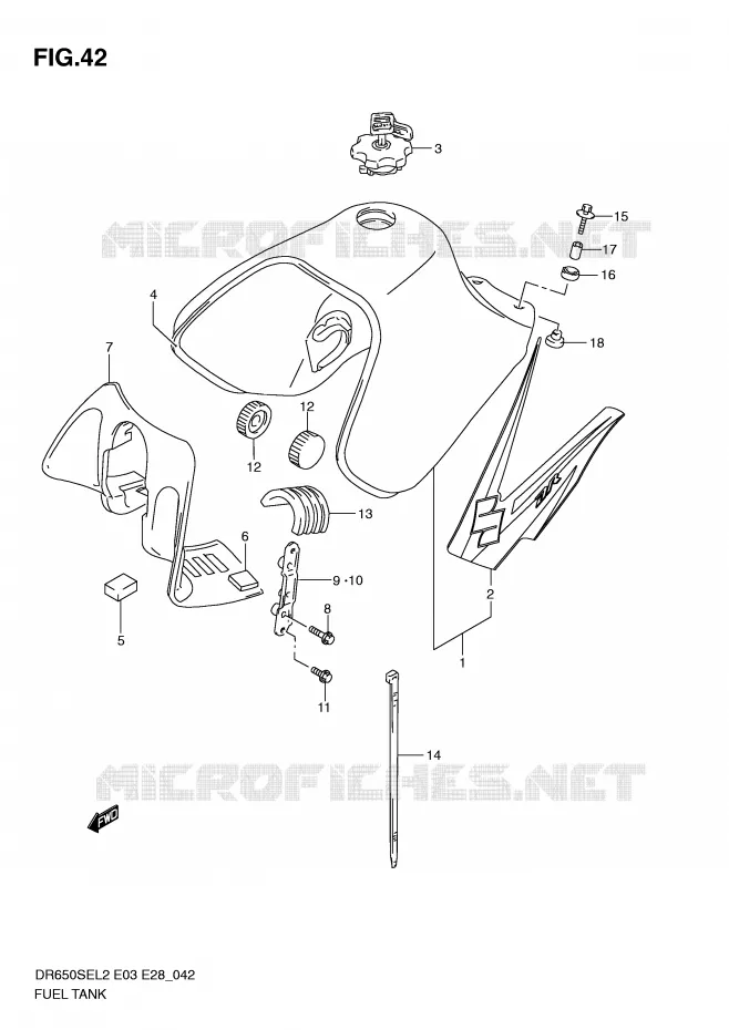 FUEL TANK (DR650SEL2 E03) Suzuki MOTO 650 DR 2012  DR650SEL2(E03)