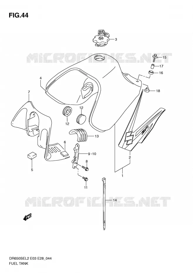 FUEL TANK (DR650SEL2 E33) Suzuki MOTO 650 DR 2012  DR650SEL2(E03)