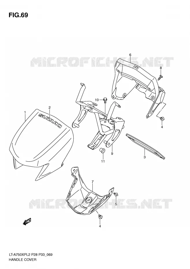HANDLEBAR FAIRING (LT-A750XPL2 P33) Suzuki QUAD 750 KINGQUAD 2012  LT-A750XPL2(P28)
