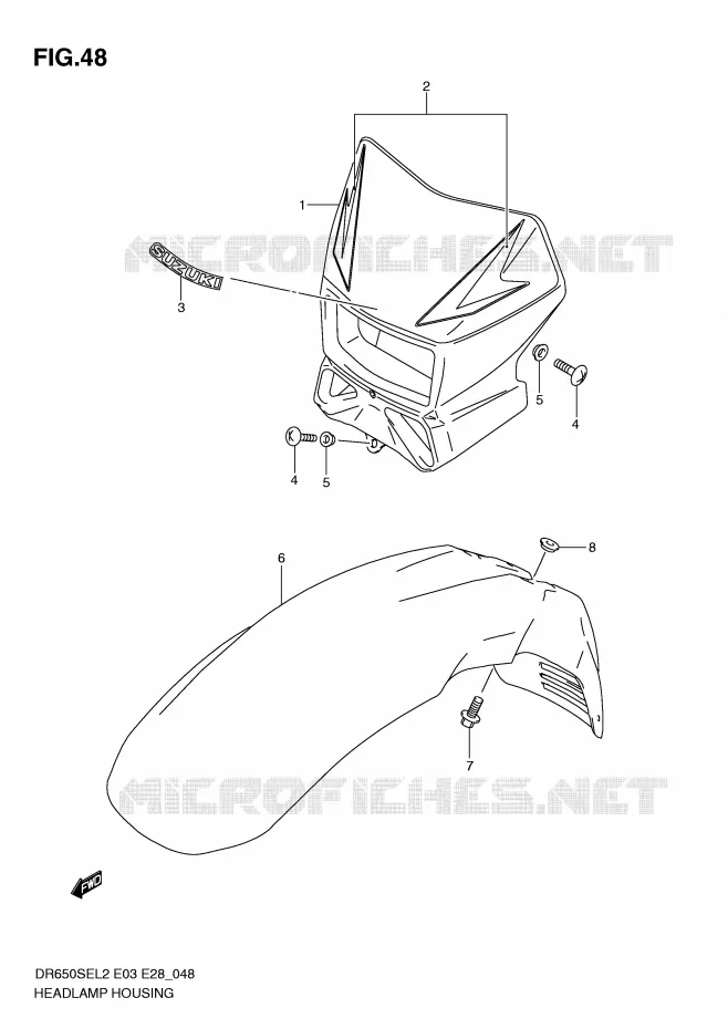 HEADLAMP HOUSING Suzuki MOTO 650 DR 2012  DR650SEL2(E03)