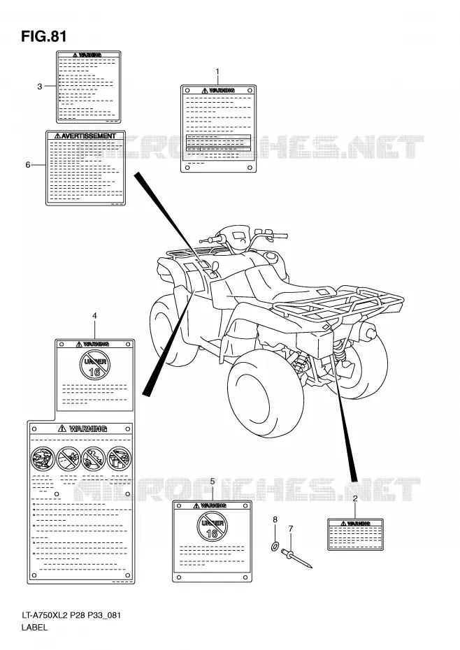 LABEL (LT-A750XL2 P28) Suzuki QUAD 750 KINGQUAD 2012  LT-A750XZL2(P28)