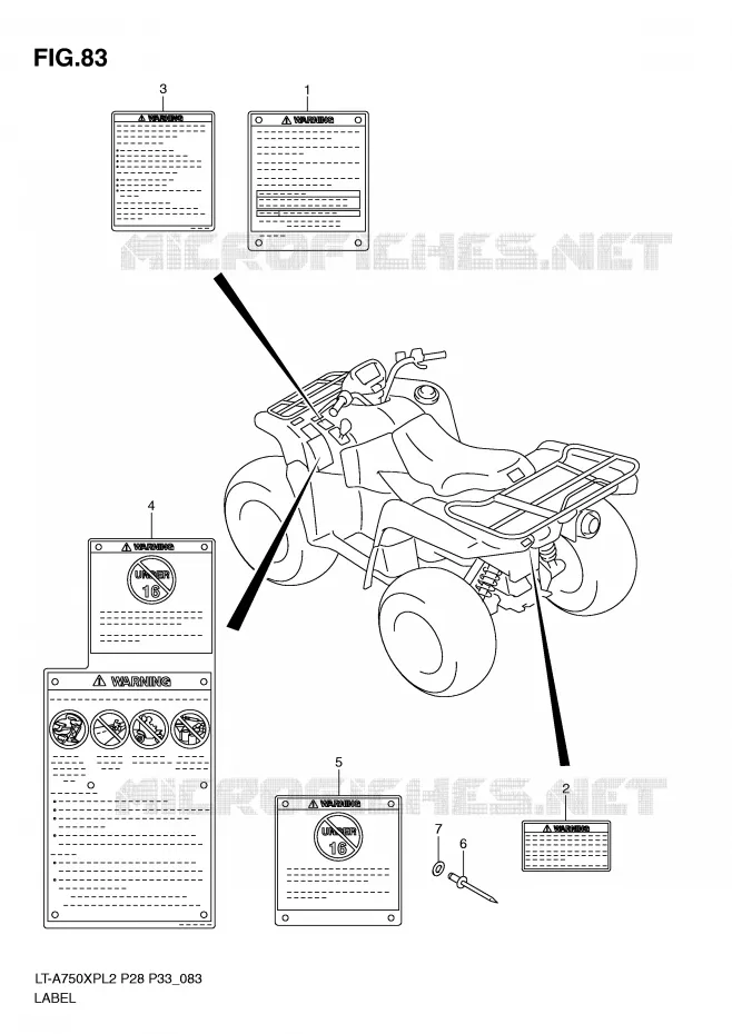 LABEL (LT-A750XPZL2 P28) Suzuki QUAD 750 KINGQUAD 2012  LT-A750XPL2(P28)