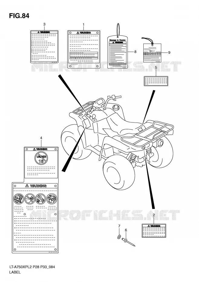 LABEL (LT-A750XPZL2 P33) Suzuki QUAD 750 KINGQUAD 2012  LT-A750XPL2(P28)
