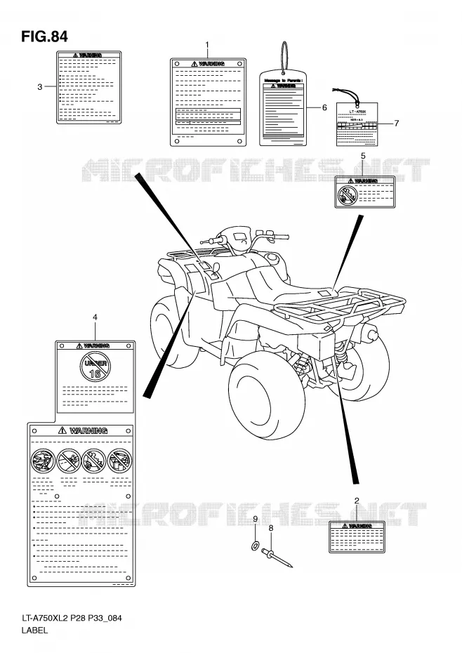 LABEL (LT-A750XZL2 P33) Suzuki QUAD 750 KINGQUAD 2012  LT-A750XL2(P28)