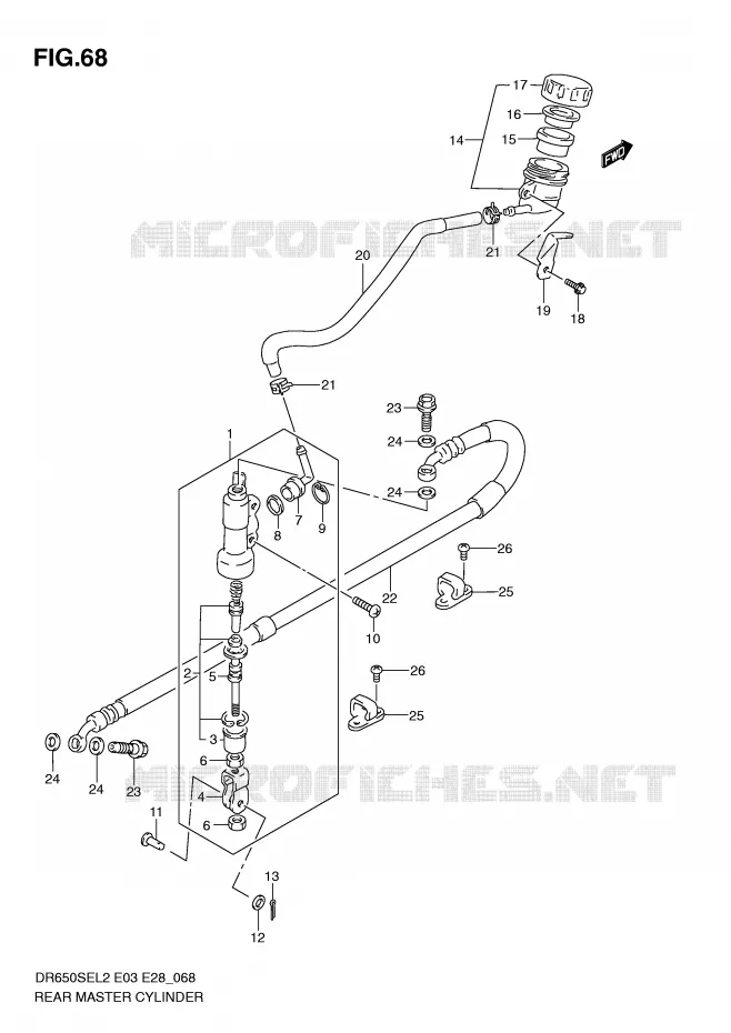 REAR BRAKE MASTER CYLINDER Suzuki MOTO 650 DR 2012  DR650SEL2(E03)